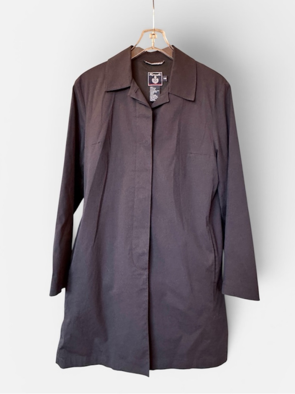 Façonnable Black Coated Cotton Rain Coat Jacket XS | French Designer Minimalist